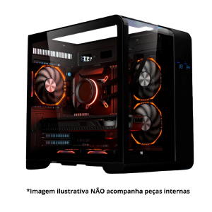 GABINETE GAMER K-MEX CG-48KI  AQUARIO CYBERPUNK C/ TELA - PRETO