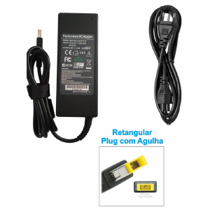 FONTE CARREGADOR NOTEBOOK COMPATIVEL LENOVO 20V 4,5A  TIPO USB QUADRADO 90W  (B)