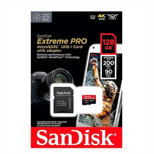 CARTÃO DE MEMORIA SANDISK EXTREME PRO U3 128GB 4K SDSQXCD-128G-GN6MA  X
