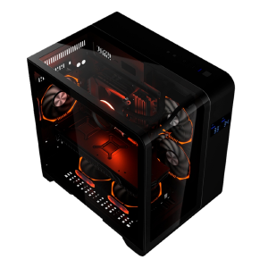 GABINETE GAMER K-MEX CG-48KI  AQUARIO CYBERPUNK C/ TELA - PRETO
