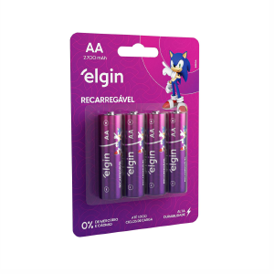 PILHA RECARREGÁVEL AA (2A) ELGIN 2700mAH BLISTER C/4UN