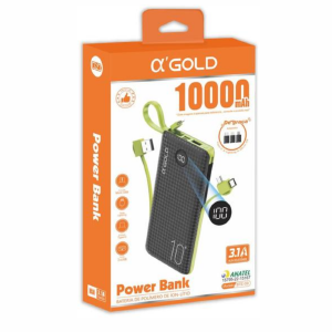 CARREGADOR PORTÁTIL POWER BANK 10000MAH 3,1A A GOLD BTE-09 PRETO