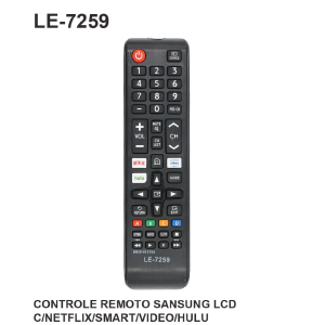 CONTROLE REMOTO COMPATIVEL P/ TV SAMSUNG C/ NETFLIX / SMART / PRIME VIDEO / HULU LELONG LE-7259 (54)
