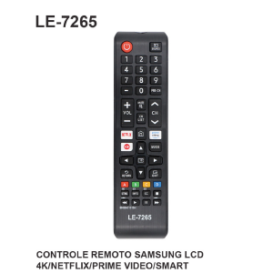 CONTROLE REMOTO COMPATIVEL P/ TV SAMSUNG C/ 4K / NETFLIX / PRIME VIDEO / SMART LELONG LE-7265 (76)