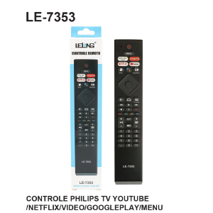 CONTROLE REMOTO COMPATIVEL P/ TV PHILIPS C/ YOUTUBE / NETFLIX / VIDEO / GOOGLEPLAY / MENU LELONG LE-7353 (59)
