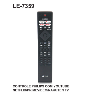 CONTROLE REMOTO COMPATIVEL P/ TV PHILIPS C/ YOUTUBE / NETFLIX / PRIME VIDEO / ROKU TV LELONG LE-7359 (29)