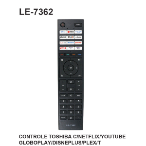 CONTROLE REMOTO COMPATIVEL P/ TV TOSHIBA C/ NETFLIX / YOUTUBE / GLOBOPLAY / DISNEY / PLEX LELONG LE-7362 (43)