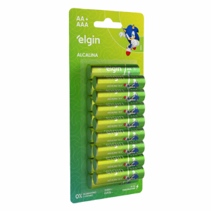 PILHA ALCALINA AA (2A) LR6 (8UN) + AAA (3A) LR03 (8UN)  ELGIN C/16UN