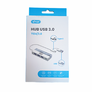 HUB USB TIPO-C X 3 USB-A 3.0 + 1 USB TIPO-C KNUP KP-T134 BRANCO