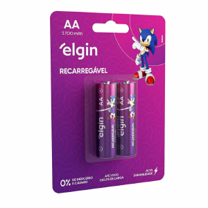 PILHA RECARREGÁVEL AA (2A) ELGIN 2700mAH BLISTER C/2UN