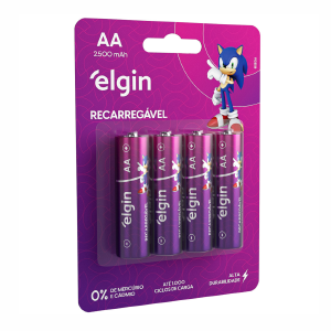 PILHA RECARREGÁVEL AA (2A) ELGIN 2500mAH BLISTER C/4UN