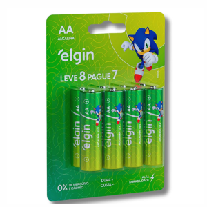 PILHA ALCALINA AA (2A) ELGIN BLISTER C/8UN (PROMO P7L8) LR6