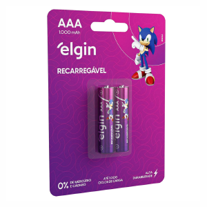 PILHA RECARREGÁVEL AAA (3A) ELGIN 1000mAH BLISTER C/2UN