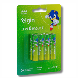 PILHA ALCALINA AAA (3A) ELGIN BLISTER C/8UN (PROMO P7L8) LR03
