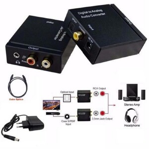 ADAPTADOR CONVERSOR TOSLINK OTICO / COAXIAL DIGITAL P/ RCA LOTUS LT 142