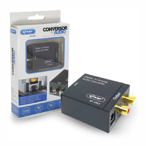 ADAPTADOR CONVERSOR TOSLINK OTICO / COAXIAL DIGITAL P/ RCA KNUP KP-3463