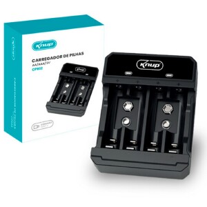 CARREGADOR DE PILHAS E BATERIAS KNUP KP-CP602 BRANCO