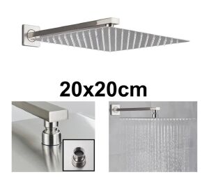CHUVEIRO QUADRADO A GÁS 20X20 VDC-01 INOX 201 PRATA