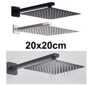 CHUVEIRO QUADRADO A GÁS 20X20 VDC-02-PP INOX 304 PRATA