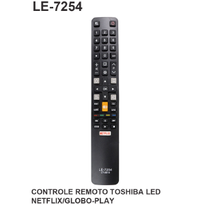 CONTROLE REMOTO COMPATIVEL P/ TV TOSHIBA C/ NETFLIX / GLOBOPLAY LELONG LE-7254 (48)