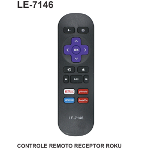 CONTROLE REMOTO P/ RECEPTOR COMPATIVEL ROKU LELONG LE-7146 (3)