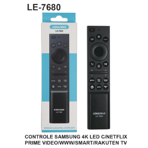 CONTROLE REMOTO COMPATIVEL P/ TV SAMSUNG 4K C/ SMART / NETFLIX / PRIME / WWW / RAKUTEN / LELONG LE-7680 (85)