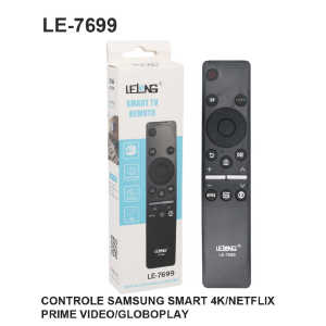 CONTROLE REMOTO COMPATIVEL P/ TV SAMSUNG 4K C/ NETFLIX / PRIME / GLOBOPLAY / LELONG LE-7699 (87)