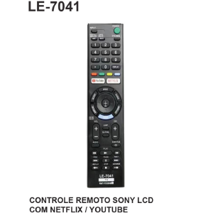 CONTROLE REMOTO COMPATIVEL P/ TV SONY C/ NETFLIX / YOUTUBE LELONG LE-7041 (65)
