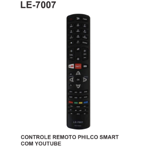 CONTROLE REMOTO COMPATIVEL P/ TV PHILCO SMART C/ YOUTUBE LELONG LE-7007 (62)