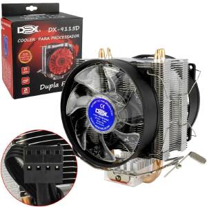COOLER PROCESSADOR UNIVERSAL C/21 LED DUPLO FAN DEX DX-9115D AZUL (FM1/FM2/AM2/AM3/775/115X/1366)