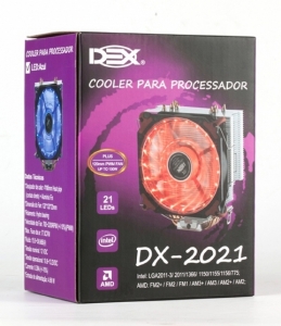 COOLER PROCESSADOR UNIVERSAL C/21 LED AMD/INTEL DEX DX-2021 AZUL (FM1/FM2/AM2/AM3/775/115X/1366/2011*)