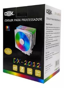 COOLER PROCESSADOR UNIVERSAL C/ LED ARGB AMD/INTEL DEX DX-2012 BRANCO (FM1/FM2/AM2/AM3/775/115X/1200/1366/1700/2011)