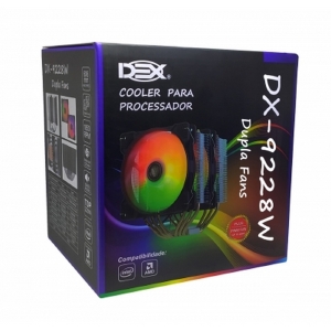 COOLER PROCESSADOR UNIVERSAL DUPLO FAN C/ LED ARGB AMD/INTEL DX-9228W (FM1/FM2/AM2/AM3/AM4/775/115X/1366/2011)