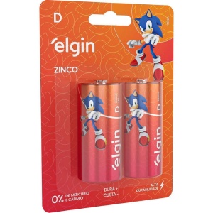 PILHA ZINCO-CARVÃO D ELGIN BLISTER C/2UN R20