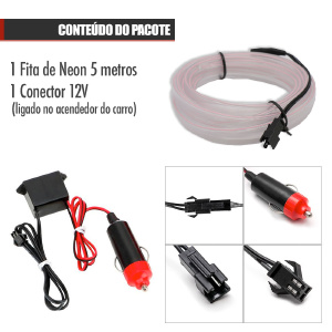 FITA LED AUTOMOTIVA LUZ NEON INTERNA 5M - BRANCO