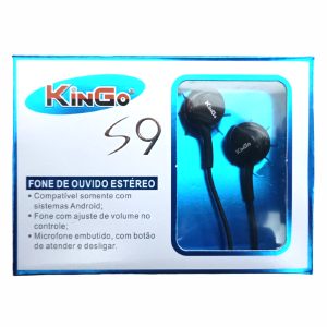 FONE DE OUVIDO P2 INTRA AURICULAR KINGO S9 PRETO