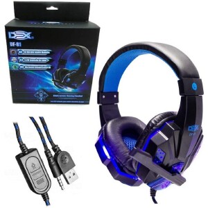 FONE HEADSET GAMER C/ MICROFONE / P3 / C/ PLUG USB PARA LUZ / ADAPTADOR P/ 2 P2 DEX DF-81