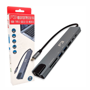 HUB USB TIPO-C X 8 SAIDA (HDTV4K+PD+2USB+SD+TF+RJ45) F3 JC-TYC-860