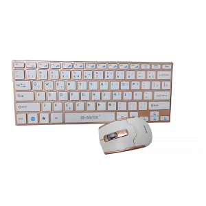 KIT TECLADO E MOUSE S/ FIO B-MAX BM-3910 BRANCO/DOURADO