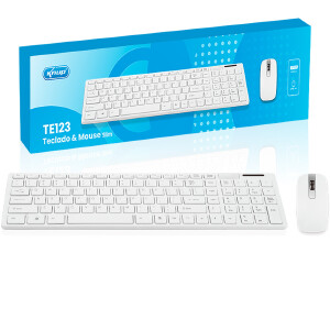KIT TECLADO E MOUSE S/ FIO KNUP KP-TE123 BRANCO