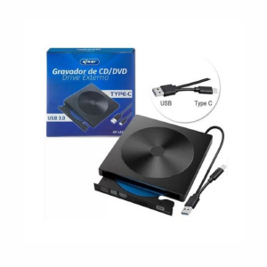 MINI GRAVADOR EXTERNO SLIM CD/DVD USB 3.0 + TIPO-C KNUP KP-LE303
