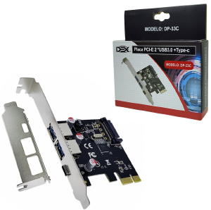 PLACA PCI-E USB 3.0 2 PORTAS + 1 PORTA TIPO-C DEX DP-33C