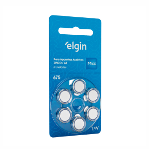 BATERIA ZINCO-AR 1,4V PR44 675 AP. AUDITIVO ELGIN BLISTER C/6UN