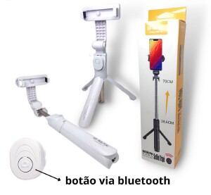 TRIPE - BASTÃO - PAU DE SELFIE PARA CELULAR C/ BLUETOOTH B-MAX BMG-35 BRANCO
