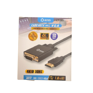 CABO HDMI-M P/ VGA-M 1,8M LOTUS 4K 30HZ LT-391