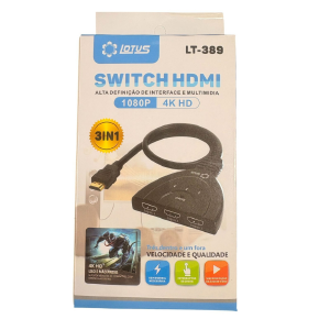 SWITCH HDMI 3 ENTRADAS 1 SAÍDA 1080P / 4KHD LOTUS LT-389