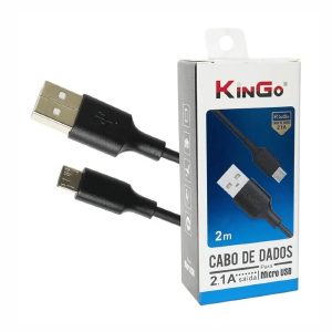 CABO DE DADOS USB / MICRO USB V8 PRETO 1M 2A KINGO